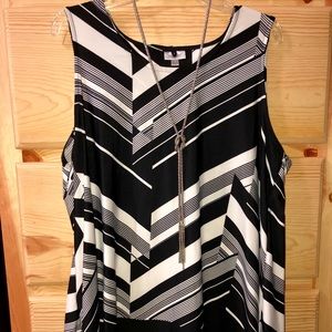 Black and White Top with Necklace Top